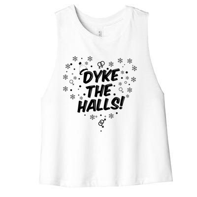 Dyke The Halls Lgbt Ugly Christmas Sweater Gift Holidays Women's Racerback Cropped Tank