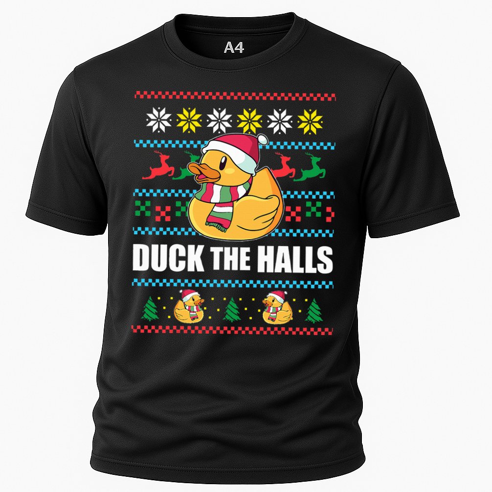 DUCK THE HALLS Funny Ugly Christmas Sweater Meme Gift Cooling Performance Crew T-Shirt