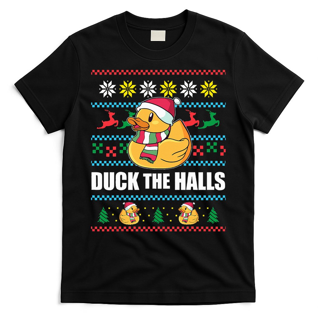 DUCK THE HALLS Funny Ugly Christmas Sweater Meme Gift T-Shirt