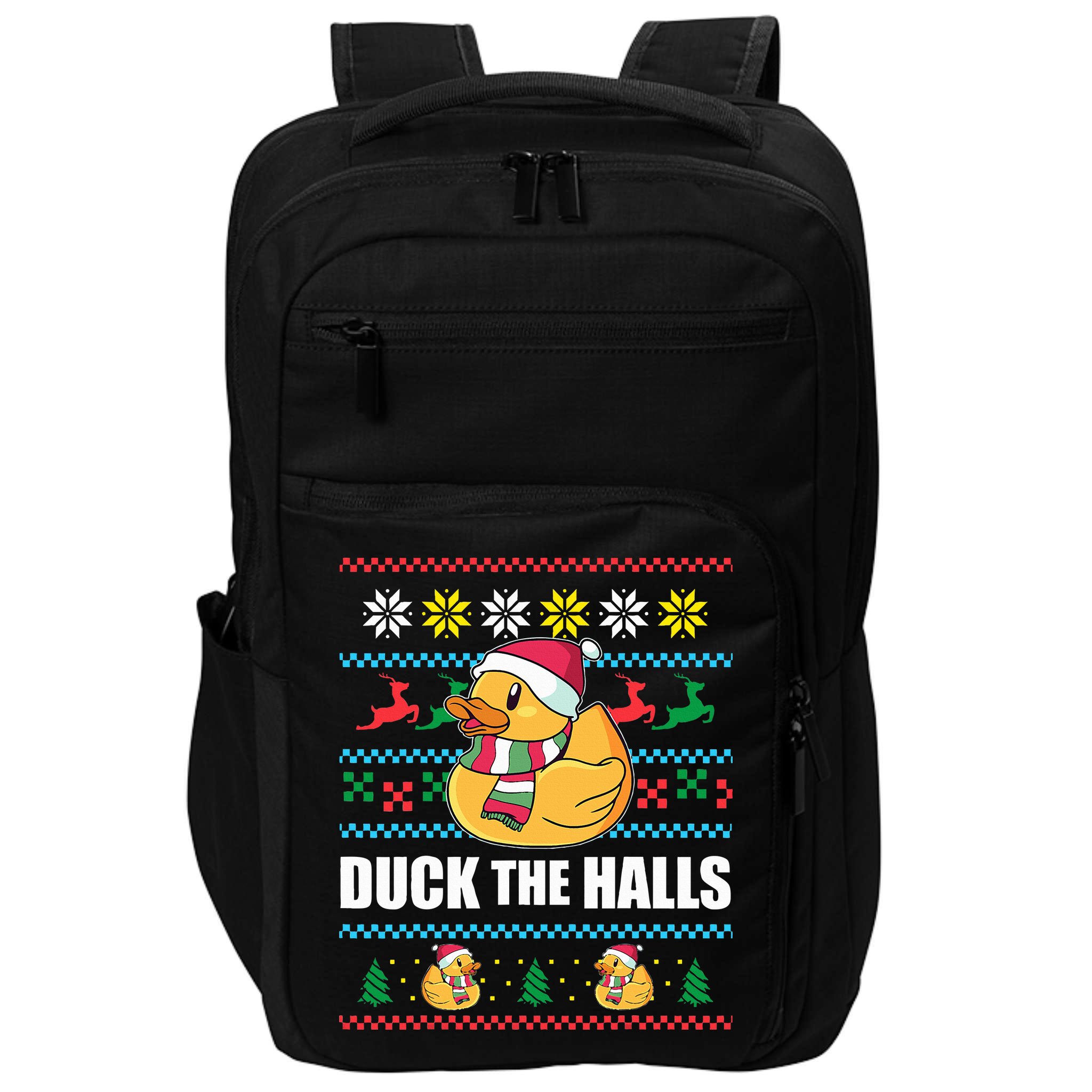 DUCK THE HALLS Funny Ugly Christmas Sweater Meme Gift Impact Tech Backpack