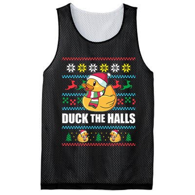 DUCK THE HALLS Funny Ugly Christmas Sweater Meme Gift Mesh Reversible Basketball Jersey Tank