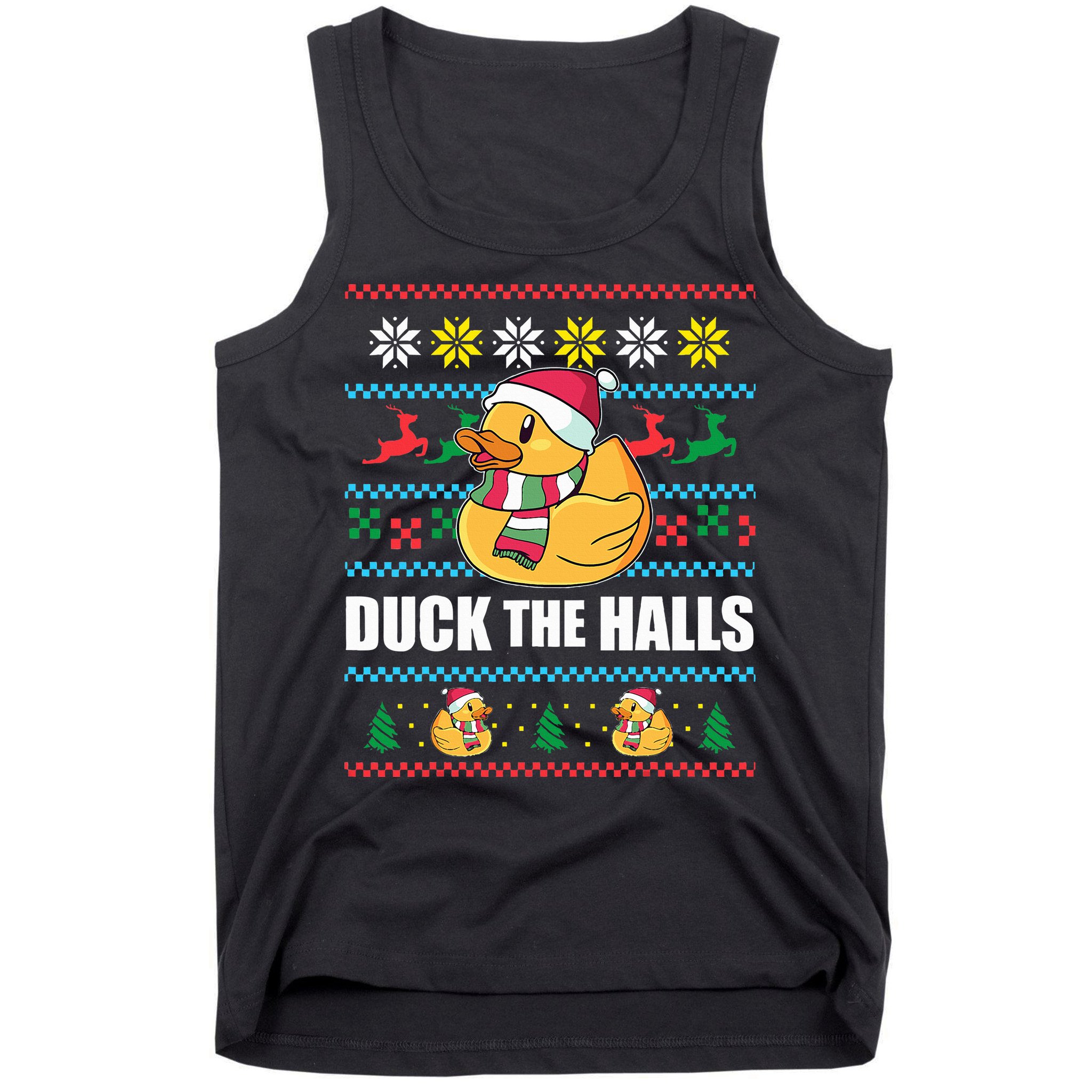 DUCK THE HALLS Funny Ugly Christmas Sweater Meme Gift Tank Top