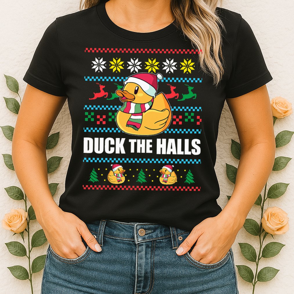 DUCK THE HALLS Funny Ugly Christmas Sweater Meme Gift Womens T-Shirt