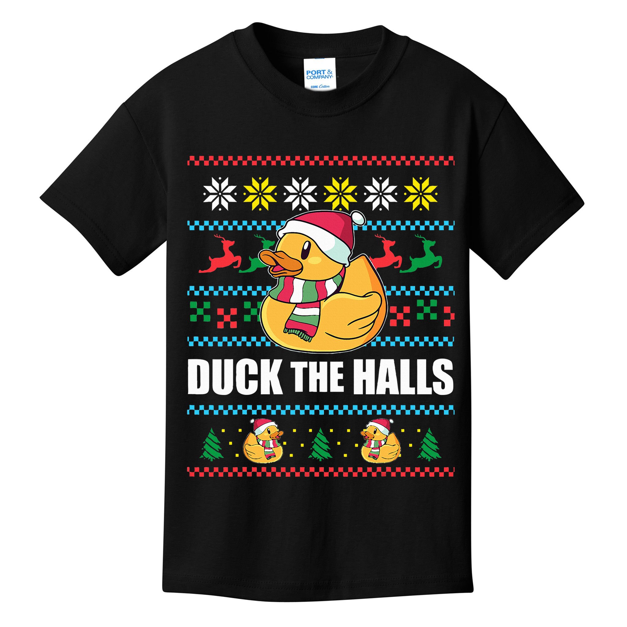 DUCK THE HALLS Funny Ugly Christmas Sweater Meme Gift Kids T-Shirt