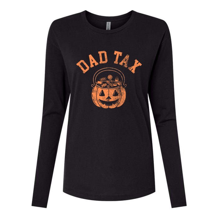 Dad Tax Halloween Trick Or Treat Candy Pumkin Dad Joke Womens Cotton Relaxed Long Sleeve T-Shirt