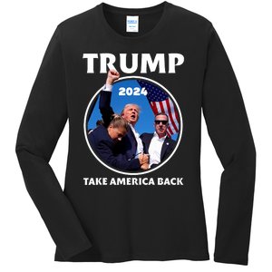 Donald Trump HeLl Never Stop Fighting To Save America Ladies Long Sleeve Shirt