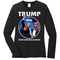 Donald Trump HeLl Never Stop Fighting To Save America Ladies Long Sleeve Shirt