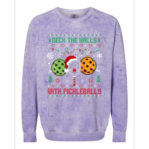 Deck The Halls Ugly Christmas Pickleball Xmas Womensweatshirt Colorblast Crewneck Sweatshirt