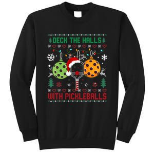 Deck The Halls Ugly Christmas Pickleball Xmas Womensweatshirt Sweatshirt