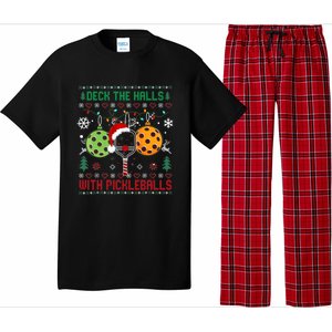 Deck The Halls Ugly Christmas Pickleball Xmas Womensweatshirt Pajama Set