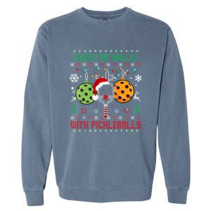 Deck The Halls Ugly Christmas Pickleball Xmas Womensweatshirt Garment-Dyed Sweatshirt