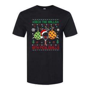 Deck The Halls Ugly Christmas Pickleball Xmas Womensweatshirt Softstyle CVC T-Shirt