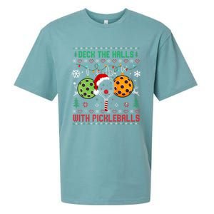 Deck The Halls Ugly Christmas Pickleball Xmas Womensweatshirt Sueded Cloud Jersey T-Shirt