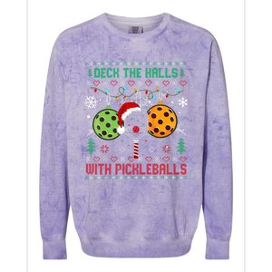 Deck The Halls Ugly Christmas Pickleball Xmas Colorblast Crewneck Sweatshirt