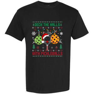 Deck The Halls Ugly Christmas Pickleball Xmas Garment-Dyed Heavyweight T-Shirt