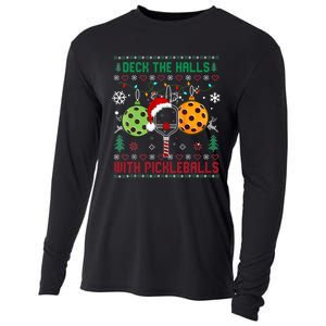 Deck The Halls Ugly Christmas Pickleball Xmas Cooling Performance Long Sleeve Crew