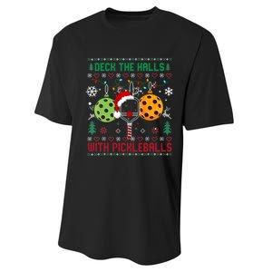 Deck The Halls Ugly Christmas Pickleball Xmas Performance Sprint T-Shirt