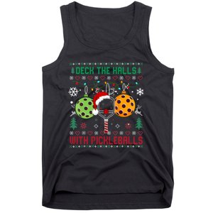 Deck The Halls Ugly Christmas Pickleball Xmas Tank Top