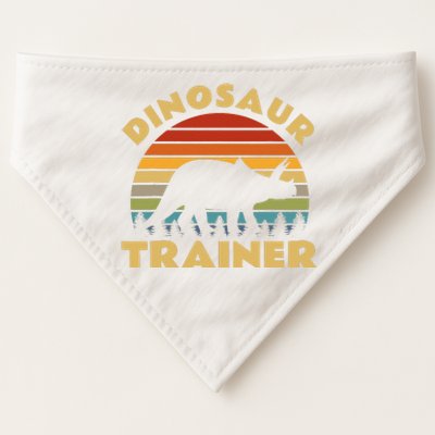 Dinosaur Trainer Halloween Costume Retro Sunset Dino Outline USA-Made Doggie Bandana