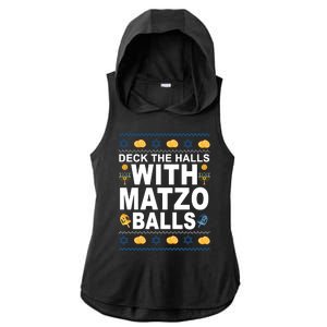 Deck The Halls With Matzo Balls Jewish Ladies PosiCharge Tri-Blend Wicking Draft Hoodie Tank