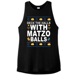 Deck The Halls With Matzo Balls Jewish Ladies PosiCharge Tri-Blend Wicking Tank