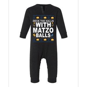 Deck The Halls With Matzo Balls Jewish Infant Fleece One Piece