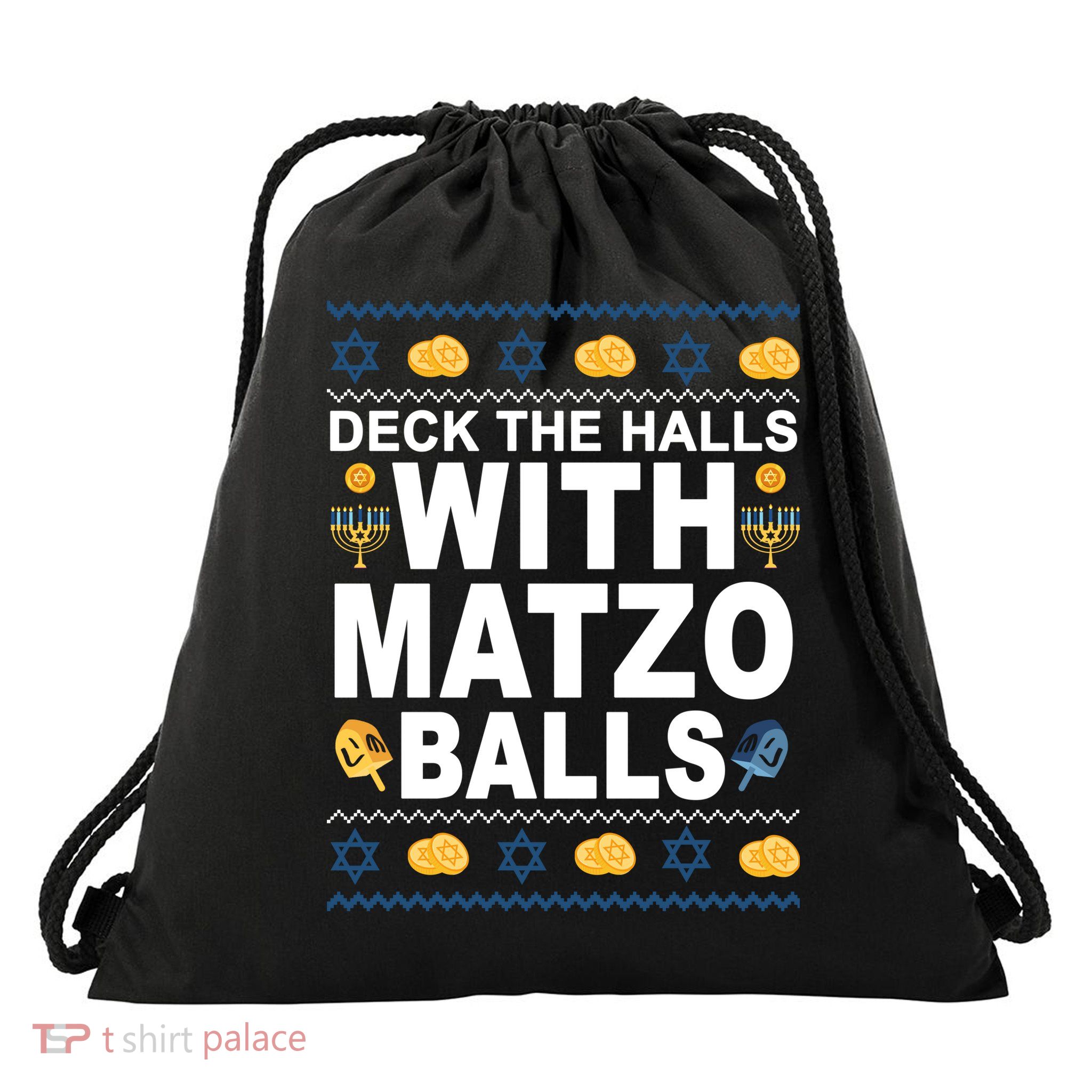 Deck The Halls With Matzo Balls Jewish Drawstring Bag