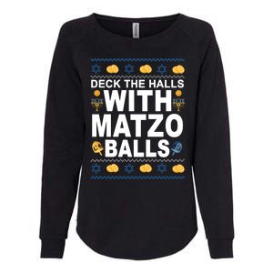 Deck The Halls With Matzo Balls Jewish Womens California Wash Sweatshirt