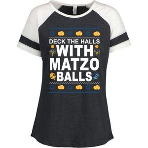 Deck The Halls With Matzo Balls Jewish Enza Ladies Jersey Colorblock Tee