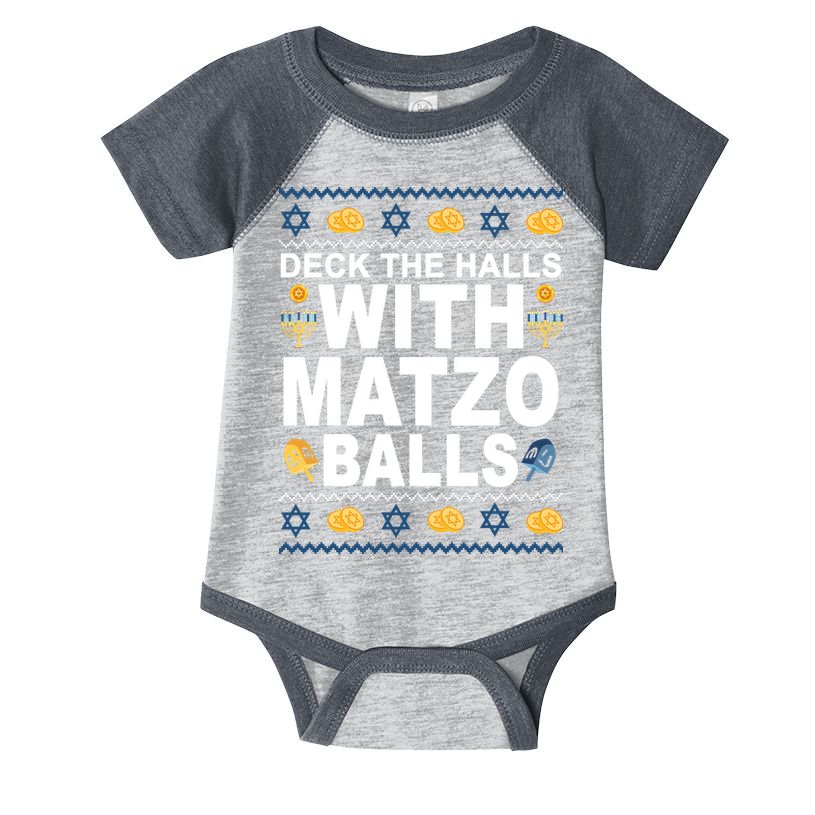 Deck The Halls With Matzo Balls Jewish Infant Baby Jersey Bodysuit