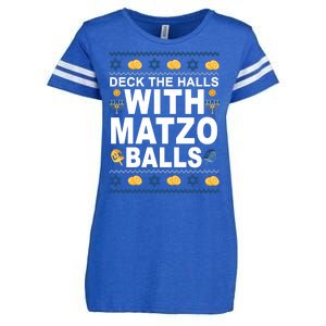 Deck The Halls With Matzo Balls Jewish Enza Ladies Jersey Football T-Shirt