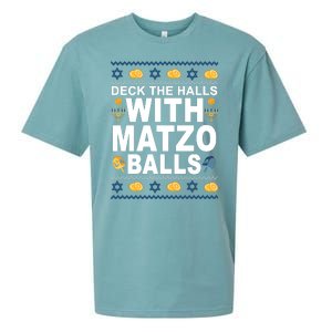 Deck The Halls With Matzo Balls Jewish Sueded Cloud Jersey T-Shirt