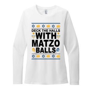 Deck The Halls With Matzo Balls Jewish Womens CVC Long Sleeve Shirt