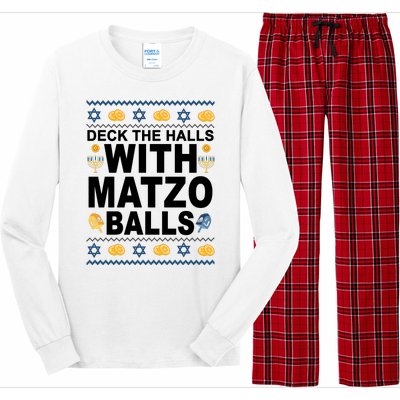 Deck The Halls With Matzo Balls Jewish Long Sleeve Pajama Set