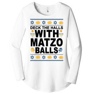 Deck The Halls With Matzo Balls Jewish Women's Perfect Tri Tunic Long Sleeve Shirt