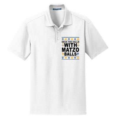 Deck The Halls With Matzo Balls Jewish Dry Zone Grid Polo