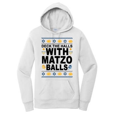 Deck The Halls With Matzo Balls Jewish Women's Pullover Hoodie