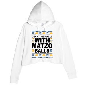 Deck The Halls With Matzo Balls Jewish Crop Fleece Hoodie