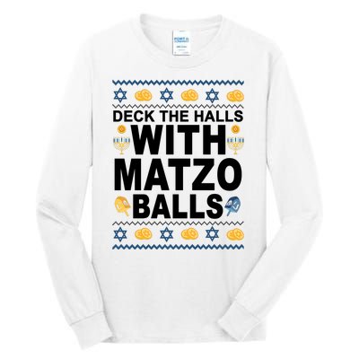 Deck The Halls With Matzo Balls Jewish Tall Long Sleeve T-Shirt