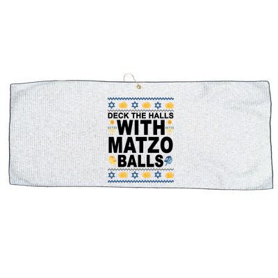 Deck The Halls With Matzo Balls Jewish Large Microfiber Waffle Golf Towel