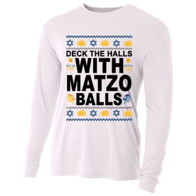 Deck The Halls With Matzo Balls Jewish Cooling Performance Long Sleeve Crew