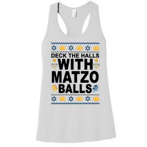 Deck The Halls With Matzo Balls Jewish Women's Racerback Tank