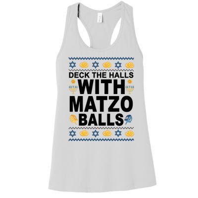 Deck The Halls With Matzo Balls Jewish Women's Racerback Tank