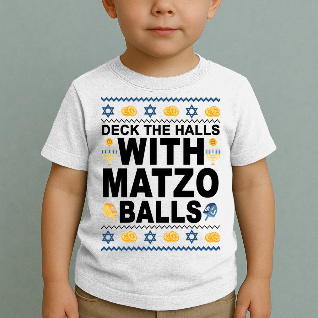 Deck The Halls With Matzo Balls Jewish Toddler T-Shirt