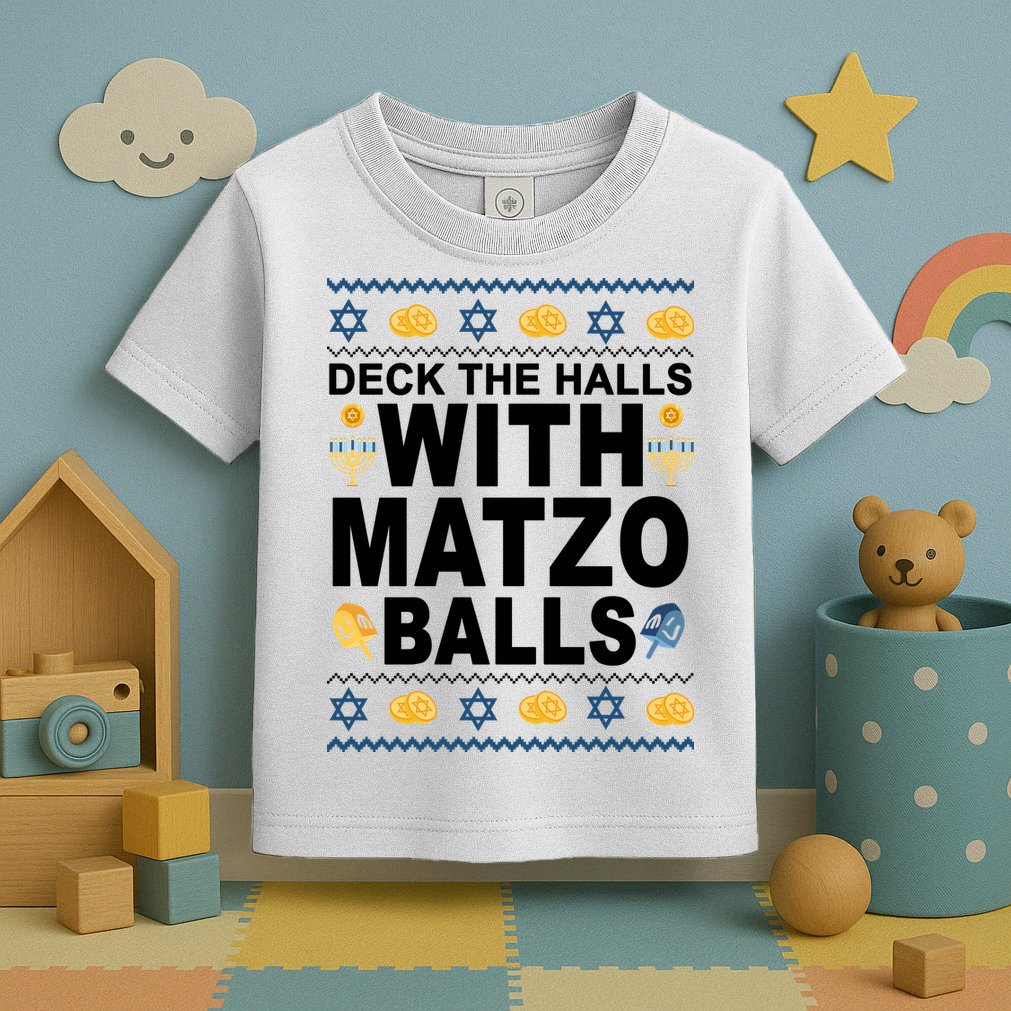 Deck The Halls With Matzo Balls Jewish Toddler T-Shirt