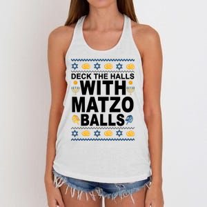 Deck The Halls With Matzo Balls Jewish Women's Knotted Racerback Tank