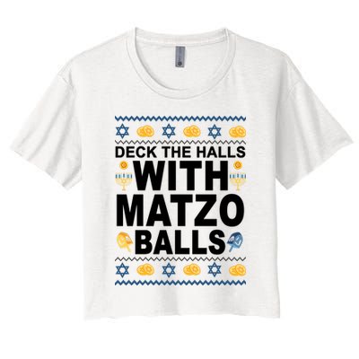 Deck The Halls With Matzo Balls Jewish Crop Top