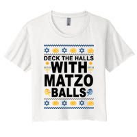 Deck The Halls With Matzo Balls Jewish Crop Top