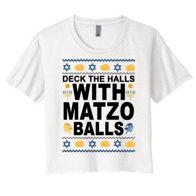 Deck The Halls With Matzo Balls Jewish Women's Crop Top Tee