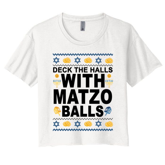 Deck The Halls With Matzo Balls Jewish Crop Top